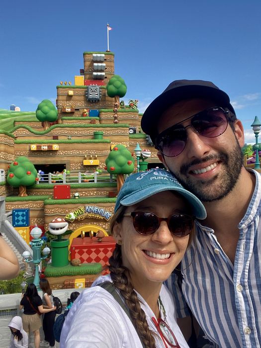 Selfie en el parque temático de Super Nintendo World