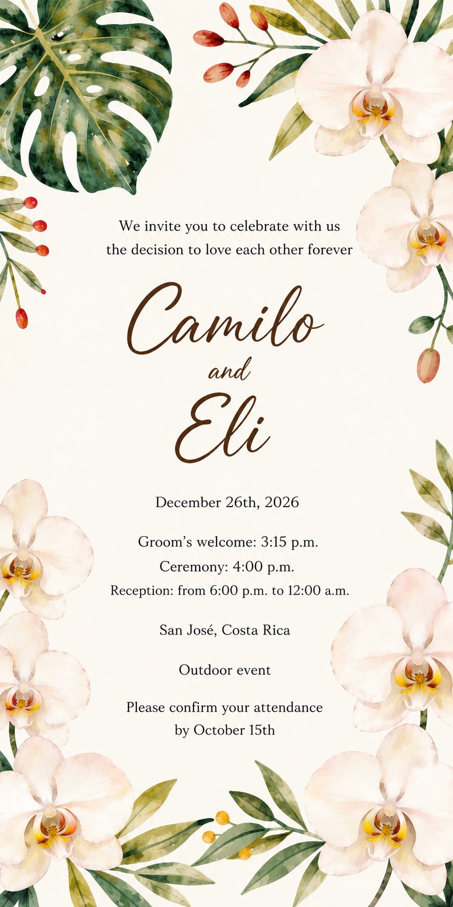 Camilo and Eli's wedding invitation