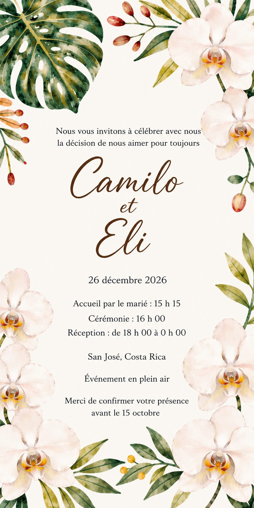 Invitation de mariage de Camilo et Eli